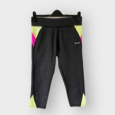 USA Pro Leggings Size 12 Dark Grey Neon Multi Capri Crop Workout Gym Running