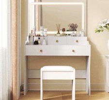 White LED Vanity Desk w/