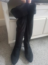 Next Women's Knee High Slouch Black High Heel Boots Uk 4