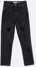 New Look Brand New Black Extreme Ripped Mom Jeans Size 8 L32