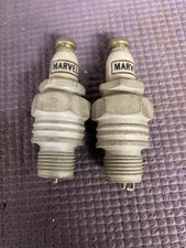 Extremely Rare Antique Marvel Motor Car Pair NOS Spark Plugs Marked Insulator