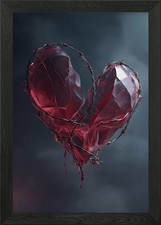 Red Barbed Wire Heart Framed