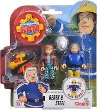 Fireman Sam 2 Action Figure Set With Accessories - Derek and Steele