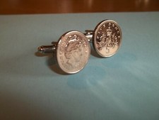 FIVE (5) PENCE COINS - SILVER CUFF LINKS - THISTLE & CROWN - 1990 to 2008 