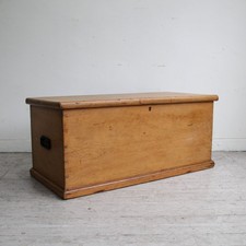Antique Victorian stripped pine blanket box, chest, trunk