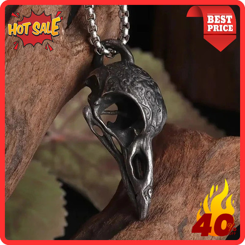 Retro nordic crow skull - retro,