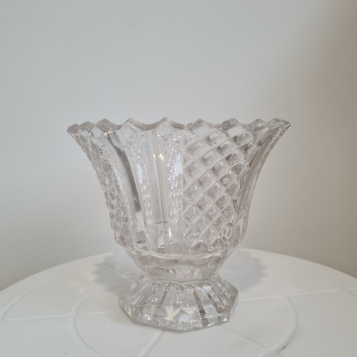 Vintage glass pedestal vase - glass,