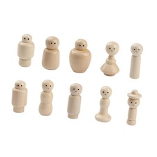 10x Wooden Peg Dolls with