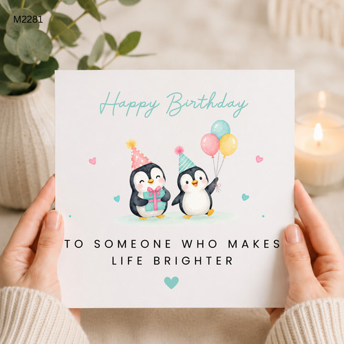 Cute penguin birthday card - cute,