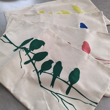 Bird Design Cushion Covers New Rectangular Natural Hessian 19"X 11" 48 X 28 Cm