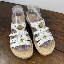 Earth Spirit Shoes Womens Size 6.5 White Leather Sandals Slingback Strappy