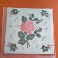 Vintage Retro 1950s Wenko Wall Tile Stickers Unused Rose Floral Design Transfers