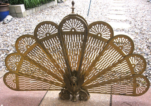Vintage brass peacock - brass, peacock/