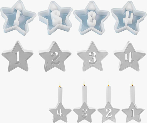 Star silicone numbered candle - numbered,