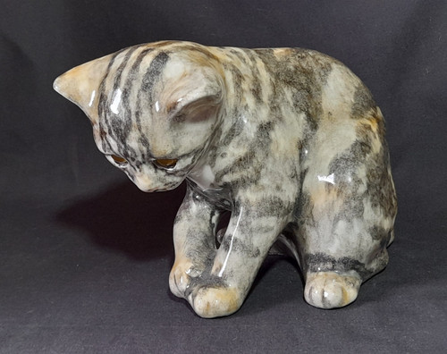 Winstanley seated tabby cat - winstanley,