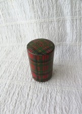 ANTIQUE, SCOTTISH, PRINCE CHARLIE TARTAN WARE / MAUCHLINE LIDDED POT
