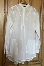 Zara White Cotton Blouse tunic size  S 