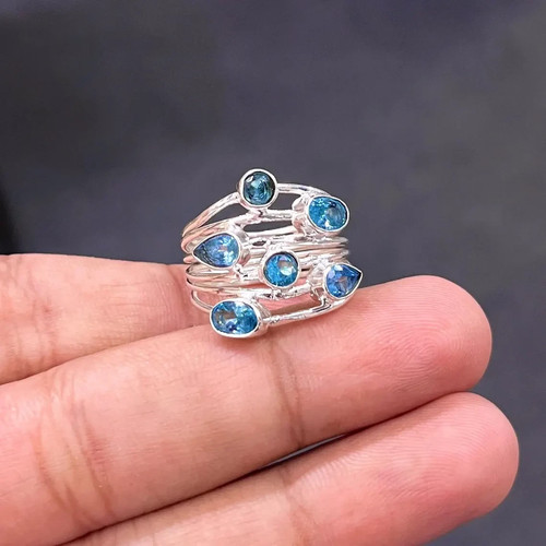 Minimalist blue topaz ring - minimalist, 925