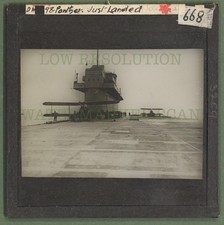 WW1 Aircraft Carrier HMS Eagle Deck Landing Trials - Vintage Lantern Slide