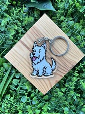 White Scottie Dog Scottish Terrier Dog Keyring Gift Present Christmas Birthday