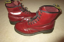 Dr Martens Size 10 Uk Boots Oxblood Cherry Red 8 Holes/Eyelets