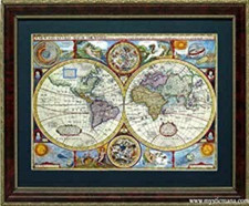 Framed Old World Map By John