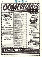 1959 Advert for COMMERFORDS Motor Cycle & Bubblecar Retailers Original Print Ad