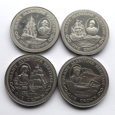 1982 MANX MARITIME HERITAGE SET OF ISLE OF MAN CROWNS - IoM MANX