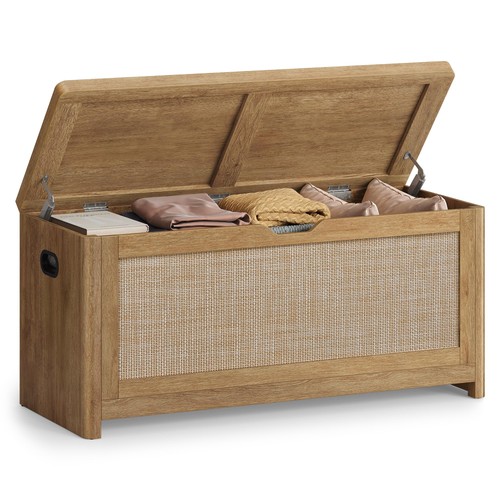 Boho storage bench with rattan - boho,