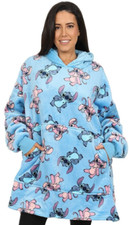 Ladies Disney Stitch And Angel Oversized Fleece Blanket Hoodie One Size W23