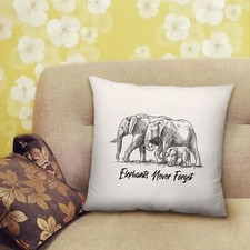 Elephant Never Forget Cushion Forever Memory Remember Bedroom Lounge 40cm x 40cm
