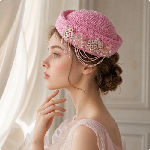 Short brim woven hat with - brim,