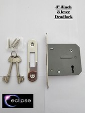 DEADLOCK DEAD LOCK 76mm (3") 3 LEVER ECLIPSE  (ez-R) POLISHED CHROME - NEW