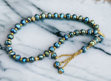 Islamic Prayer 99 Worry Beads Tasbih Dhikr Glass Faceted Tassel Mediation