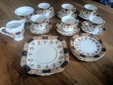 Colclough Vintage 21 Piece Bone China Tea Set Blue and Gold