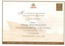 CUNARD CERTIFICATE PRESENCE