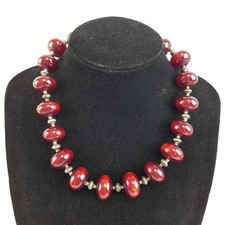 Silver Toned Chunky Red Agate