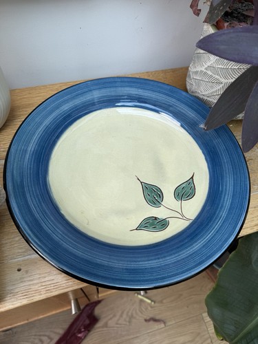 Studio pottery plate blue - studio,