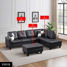 Black Faux Leather 3-Piece