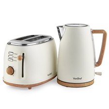 Kettle & Toaster Set Cream, 1.7L Kettle 3000W & 2 Slice Toaster 850W, VonShef