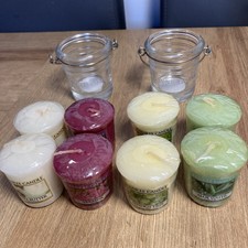 Yankee Candle mixed scent votive candles bundle lot with 2 holders bucket/pail