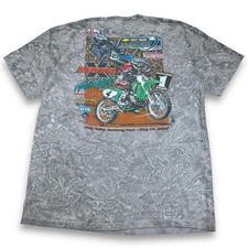 Vtg 2000 Y2K Destination Design Motocross Bike Graphic T-Shirt, Grey, XL (S1798)