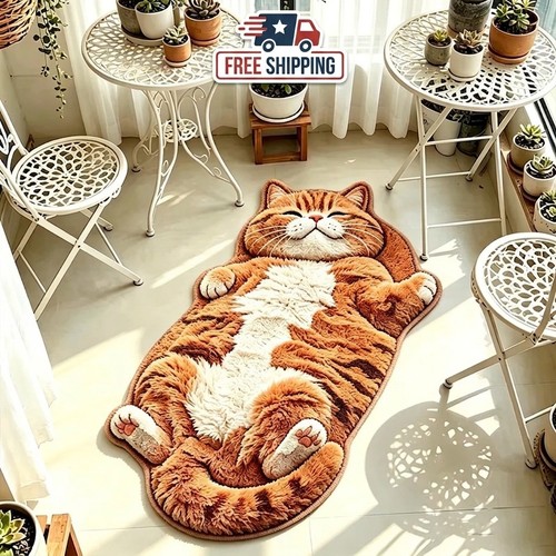 Cute plush cat rug - rug, |