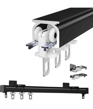 Ceiling curtain track or wall mount for windows and room divider 90cm black