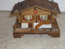 Vintage Wooden Swiss Chalet Music Box -Weggiserlied of Switzerland
