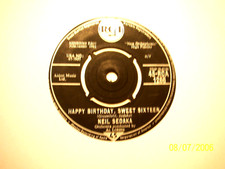45rpm record....Neil Sedaka.....Happy Birthday,Sweet Sixteen....60s Pop...