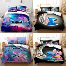 3D Disney Lilo & Stitch Cartoon Quilt Duvet Cover 2/3PC Bedding Set Pillowcase