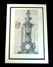 Old Master Hans Holbein Drawing Astronomical clock RARE Antique Print 1911