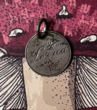 Antique Victorian Silver Love Token Coin Charm Lorna