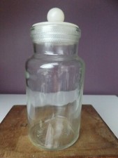 VINTAGE Small Glass Sweet Jar Plastic Lid Stopper British Made 1970's Retro